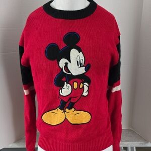 Vintage Disney Women's Red and Black Mickey Mouse Sweater Mickey Unlimited Brand